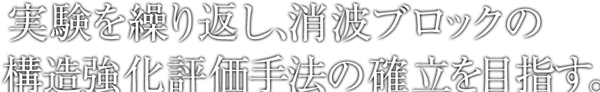 実験を繰り返し、消波ブロックの構造強化評価手法の確立を目指す。